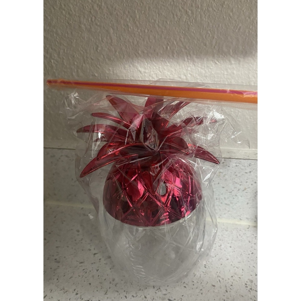 Dunkin' Pink Pineapple Tumbler Cup w/ Straw, Coffee & Tea Theme - Picture 4 of 4